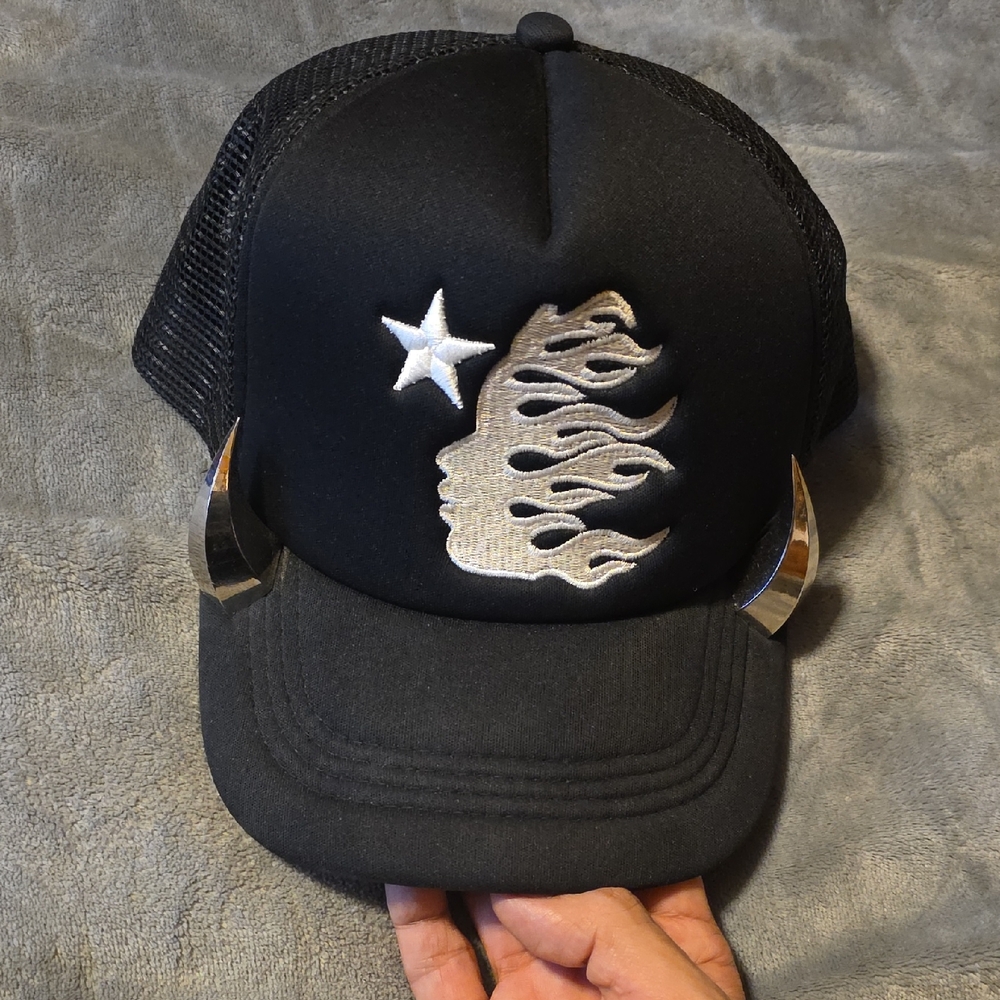 Black and Silver Graphic Trucker Hat